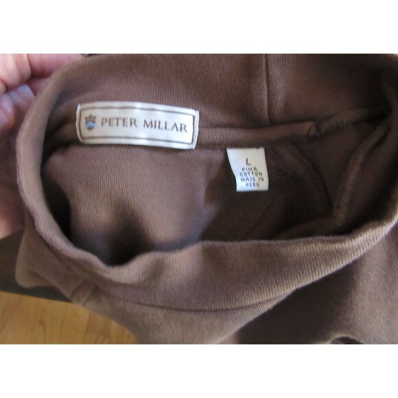 Peter Millar Champion Hills Brown Long Sleeve Pullover Cotton Shirt SZ L - Picture 6 of 6